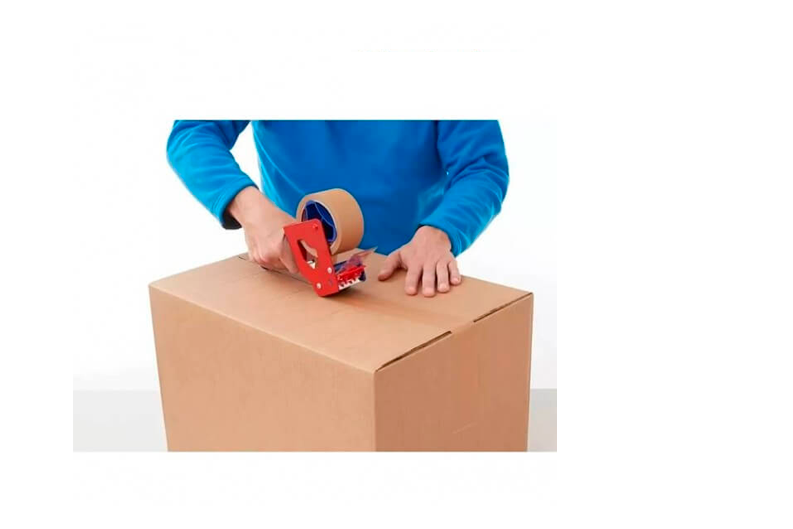 Cierre para cajas de cartón con cinta adhesiva